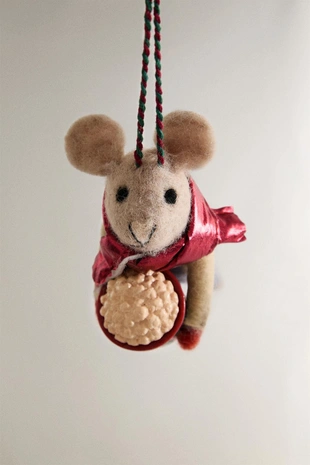 Рождественское украшение для елки из шерсти с мышкой и попкорном- Заказать в России