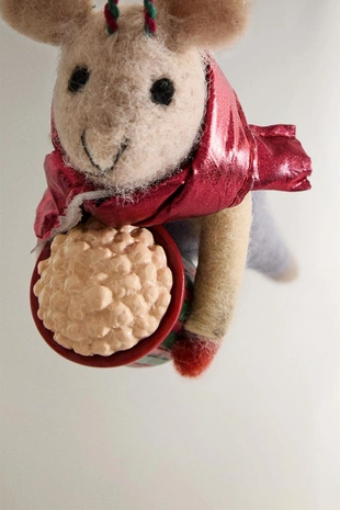 Рождественское украшение для елки из шерсти с мышкой и попкорном- Заказать в России