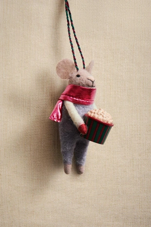 Рождественское украшение для елки из шерсти с мышкой и попкорном- Заказать в России