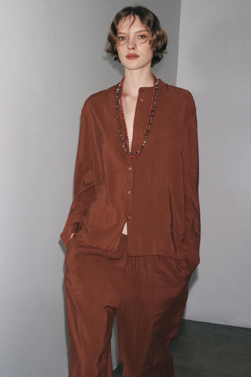 РУБАШКА ИЗ СТРУЯЩЕЙСЯ ТКАНИ — ZW COLLECTION