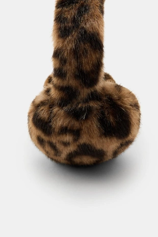 Наушники из искусственного меха с анималистическим принтом- Заказать в России