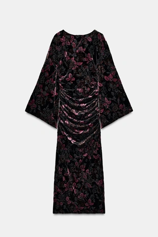 Бархатное платье со сборками- Заказать в России