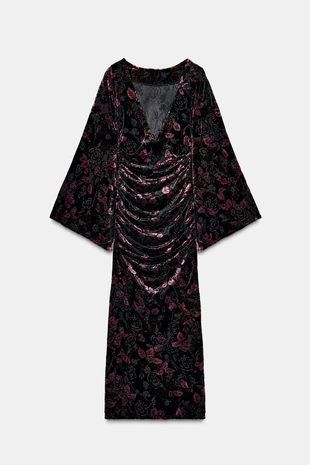 Бархатное платье со сборками- Заказать в России