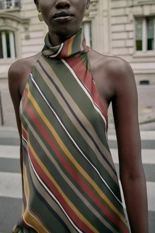 Multicoloured | 9626/288/330 - Zara Топ в полоску асимметричного кроя