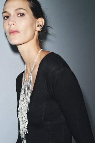 Купить Zara Длинное платье с V-образным вырезом