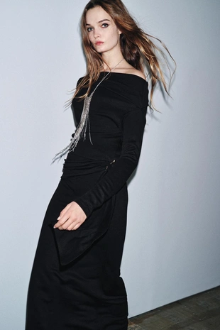 Купить Zara Мягкое платье с брошью