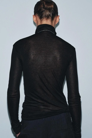 Black | 0858/712/800 - Zara Футболка из хлопка SUPIMA®