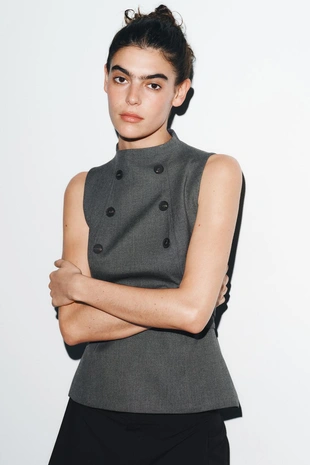 Купить Zara Топ с пуговицами