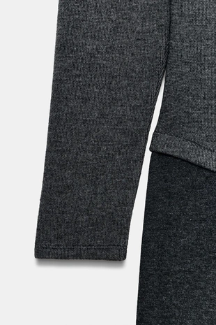 Grey marl | 0264/400/803 - Zara Комбинированное платье из мягкой ткани