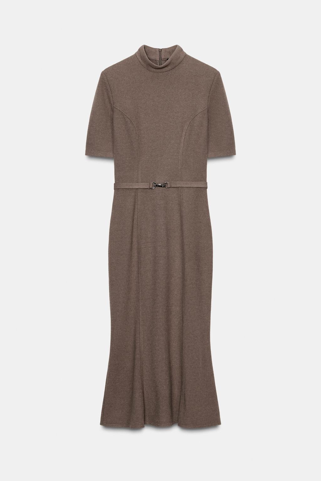 ПЛАТЬЕ ИЗ МЯГКОЙ ТКАНИ С ПОЯСОМ