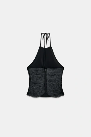 Топ с горловиной халтер и бахромой- Заказать в России