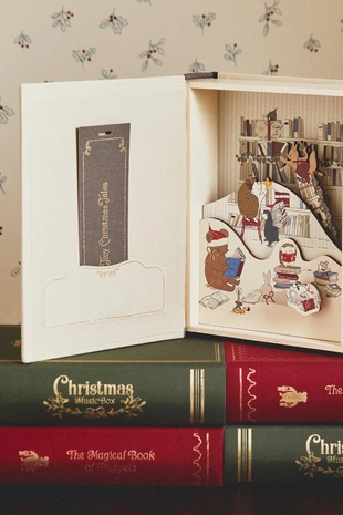 Рождественская музыкальная шкатулка с книжным шкафом- Заказать в России