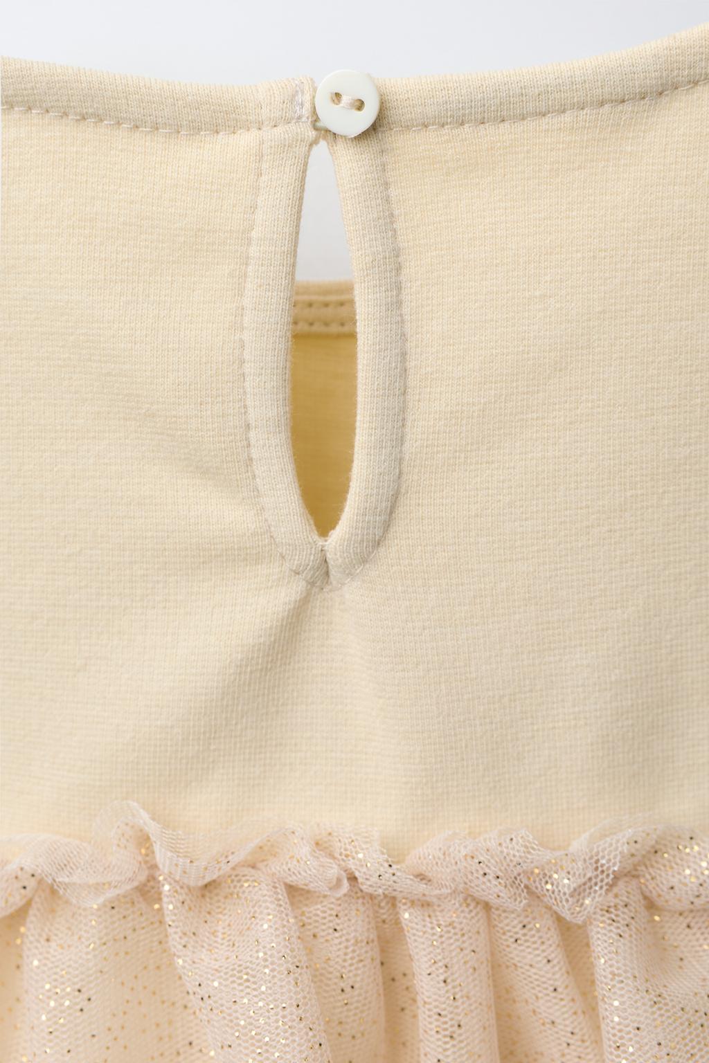 КОМБИНИРОВАННОЕ ПЛАТЬЕ ИЗ ПОЛУПРОЗРАЧНОЙ ТКАНИ С БЛЕСТКАМИ