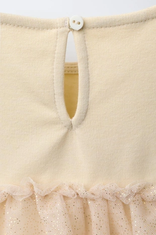 Комбинированное платье из полупрозрачной ткани с блестками- Заказать в России