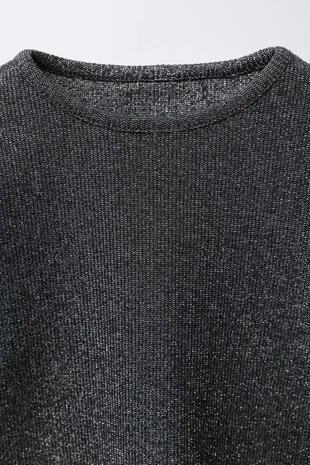 Black / Silver | 5767/626/033 - Zara Блестящая майка в рубчик