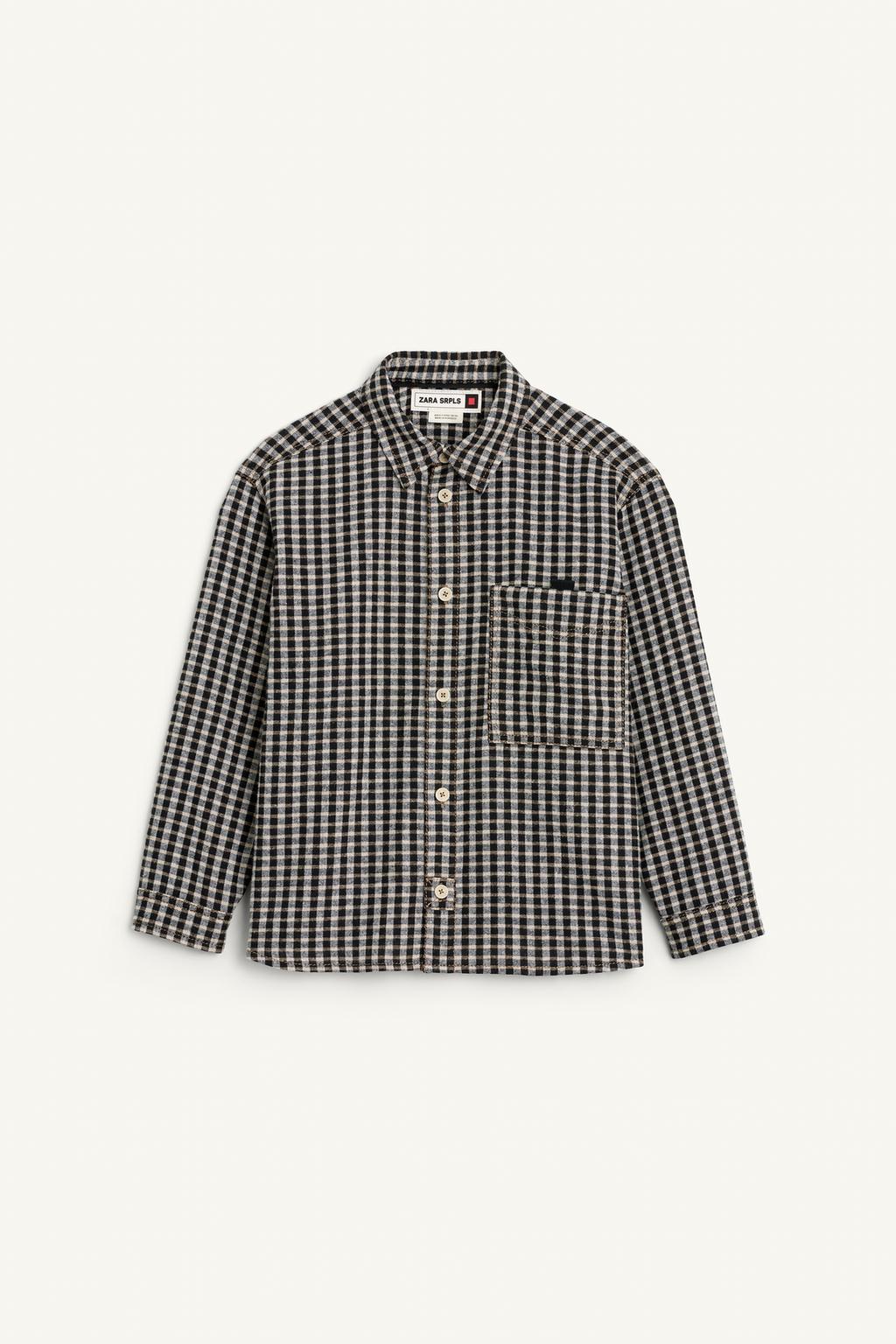 Рубашка в клетку с отложным воротником