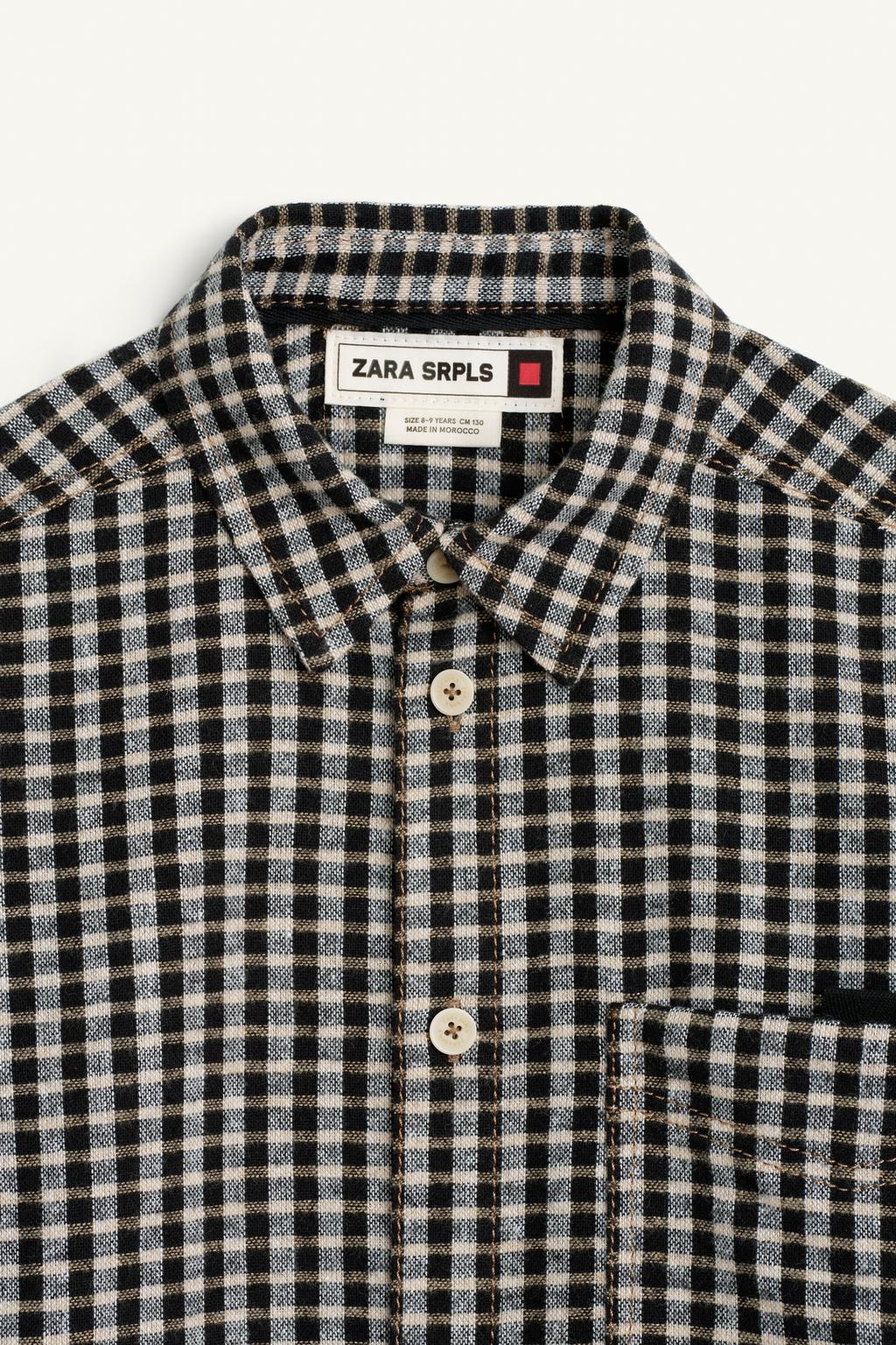 Рубашка в клетку с отложным воротником