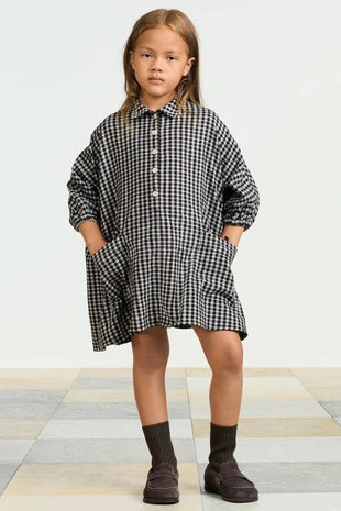Платье в клетку с рубашечным воротником- Заказать в России