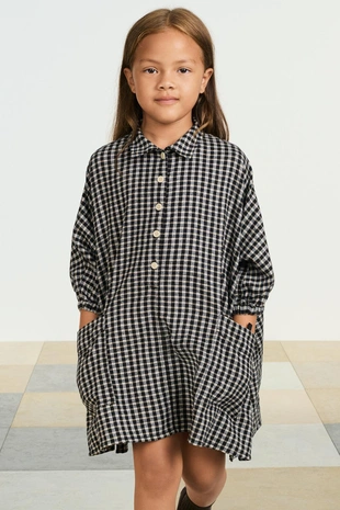 Платье в клетку с рубашечным воротником- Заказать в России