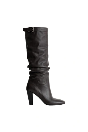 Кожаные ботфорты с ремешками- Заказать в России