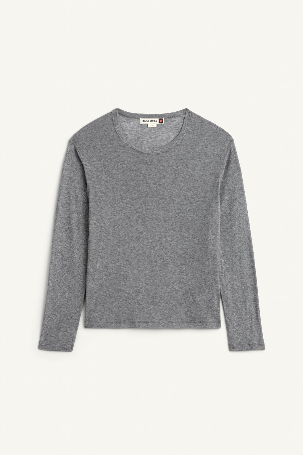 Zara Лонгслив шорт - Цвет серый меланж - grey marl | 6722/725