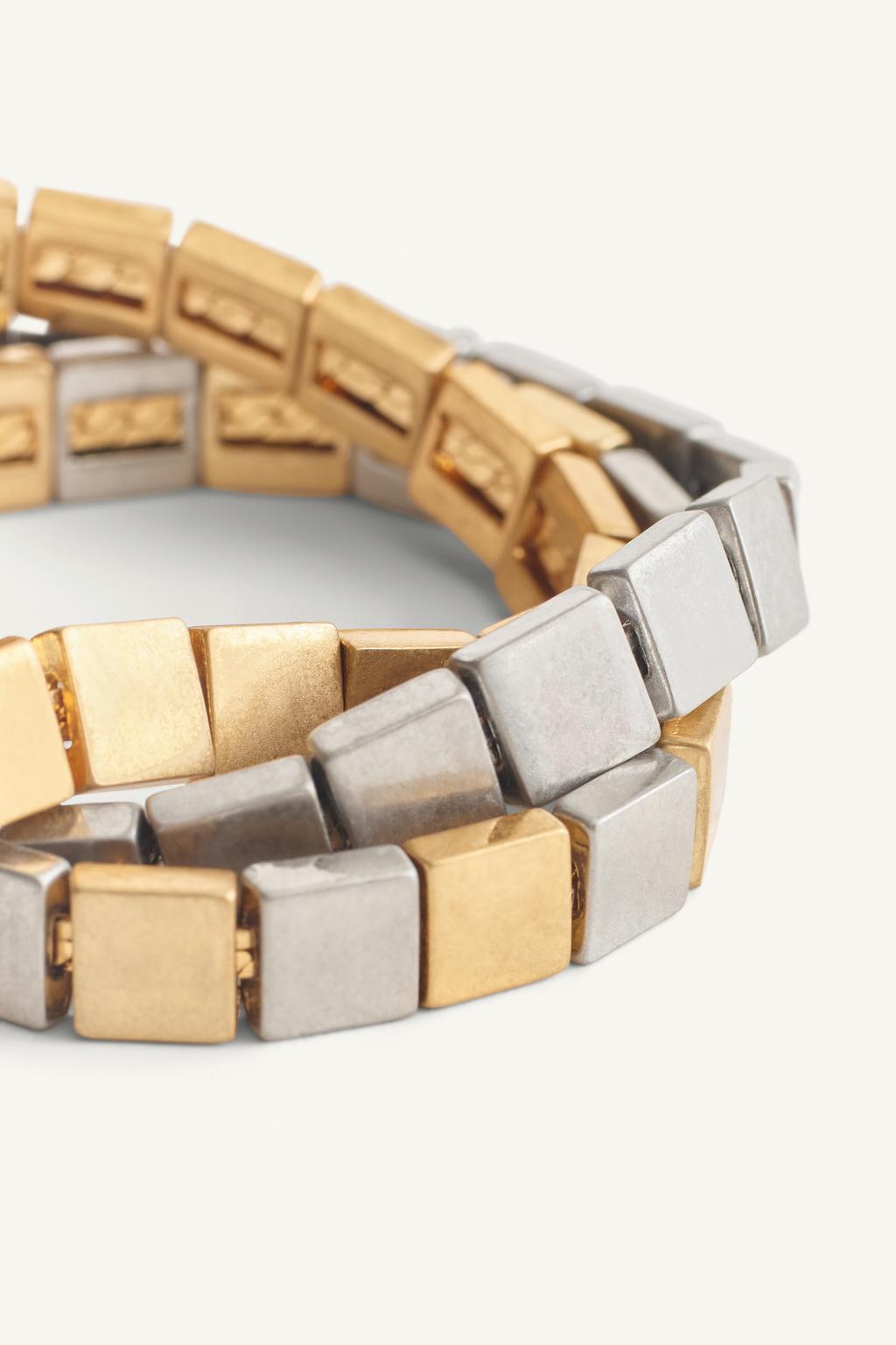 Браслеты zara из металлических бусин в форме кубов