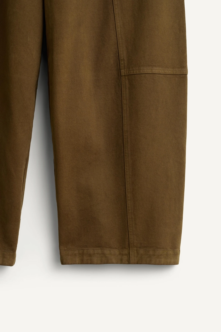 Хаки хлопковые брюки-баллоны