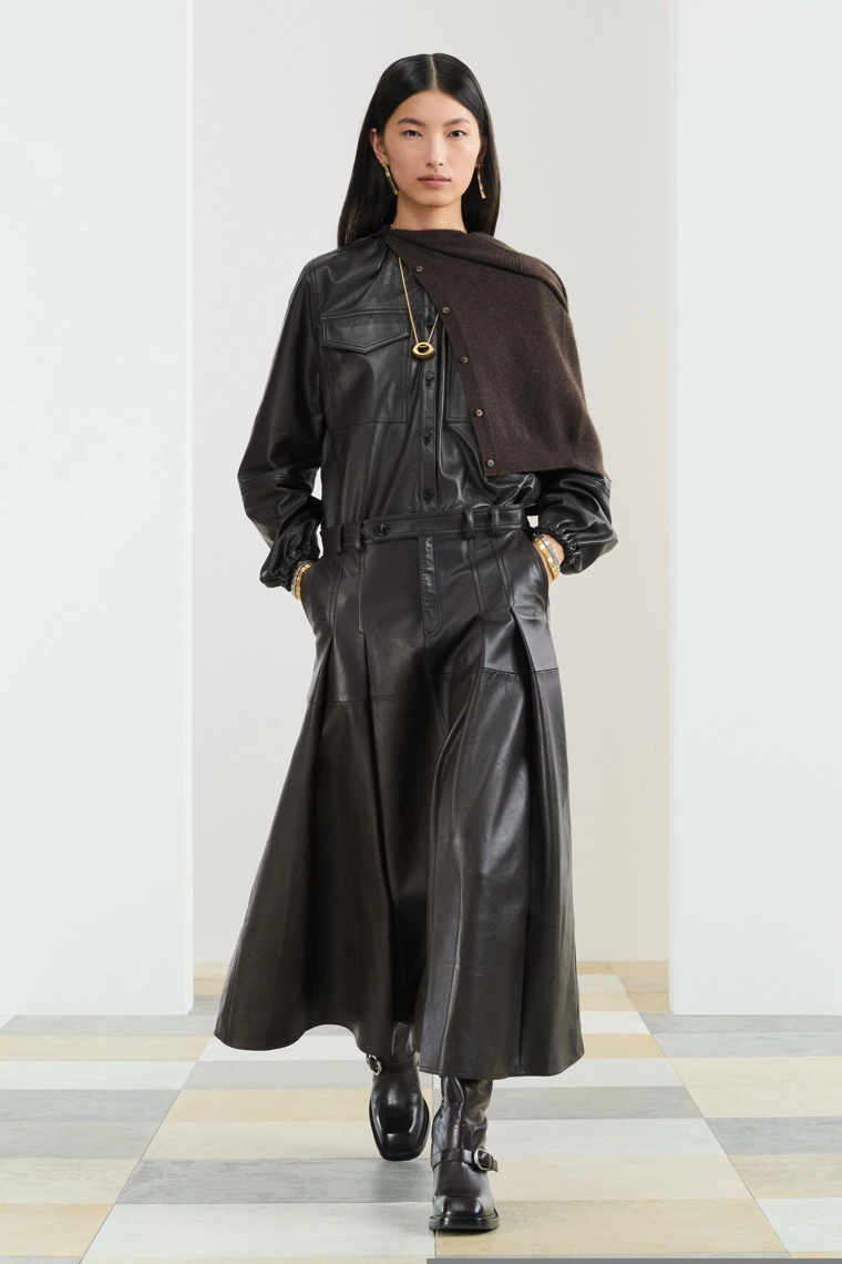 Миди-юбка из кожи