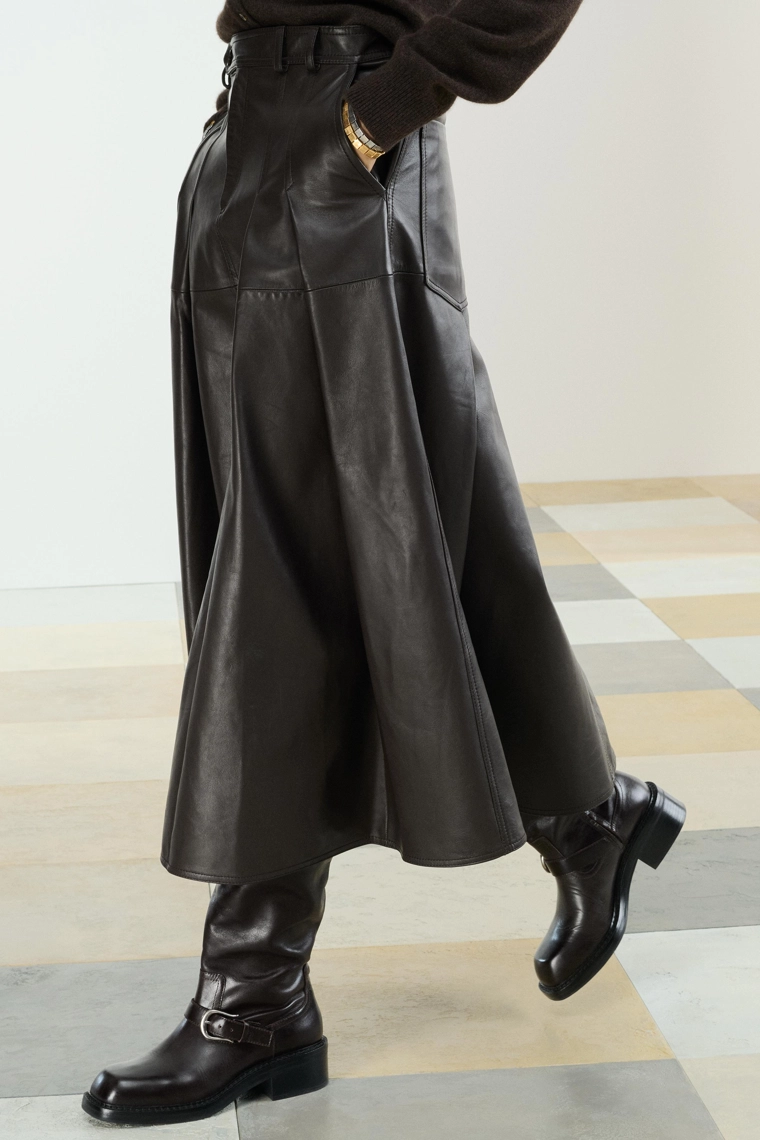 Миди-юбка из кожи