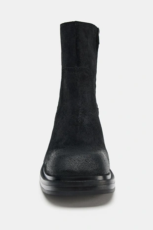 Кожаные ботильоны с квадратным носом- Заказать в России