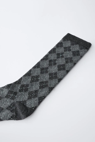 Купить Zara Высокие носки с принтом «ромбы»