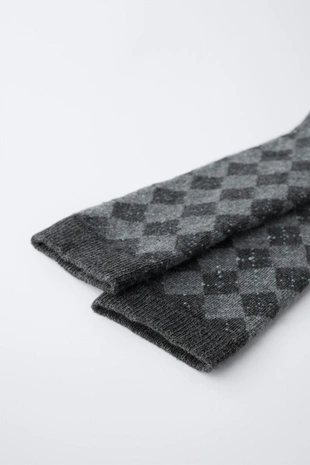 Grey | 6068/733/802 - Zara Высокие носки с принтом «ромбы»