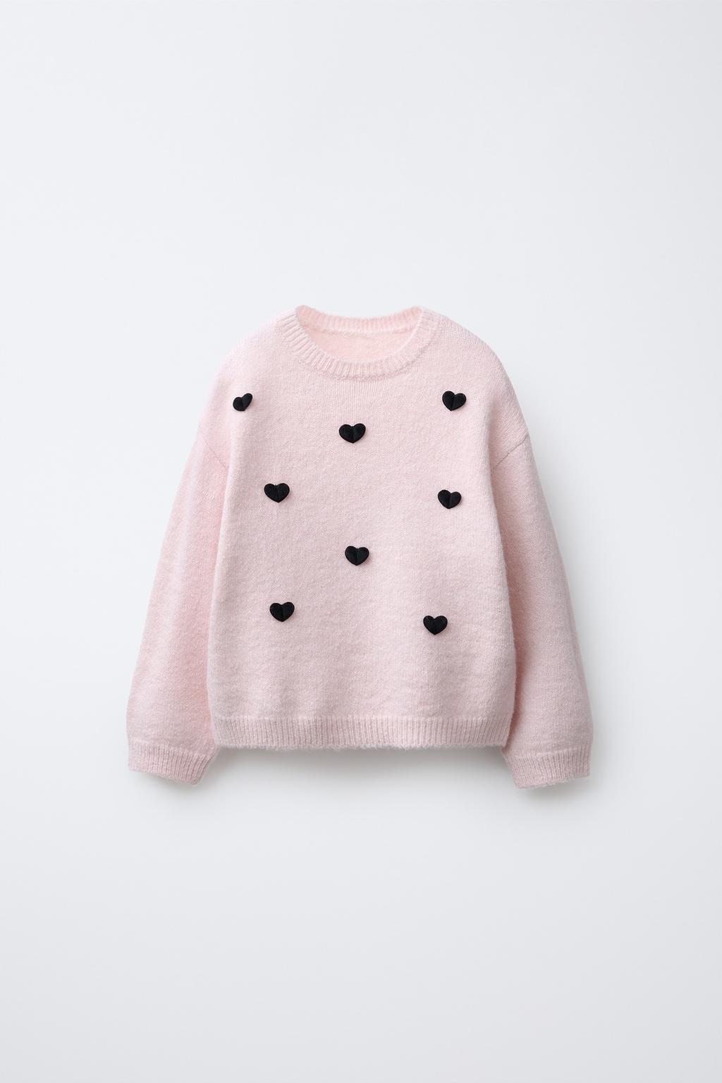 ВЯЗАНЫЙ ДЖЕМПЕР С ВОРСОВЫМИ СЕРДЦАМИ