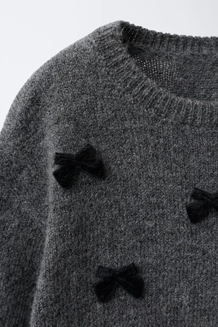 Вязаный джерси с бантами флок- Заказать в России