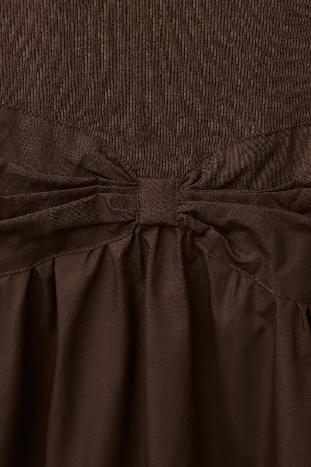 КОМБИНИРОВАННОЕ ПЛАТЬЕ В РУБЧИК С БАНТОМ