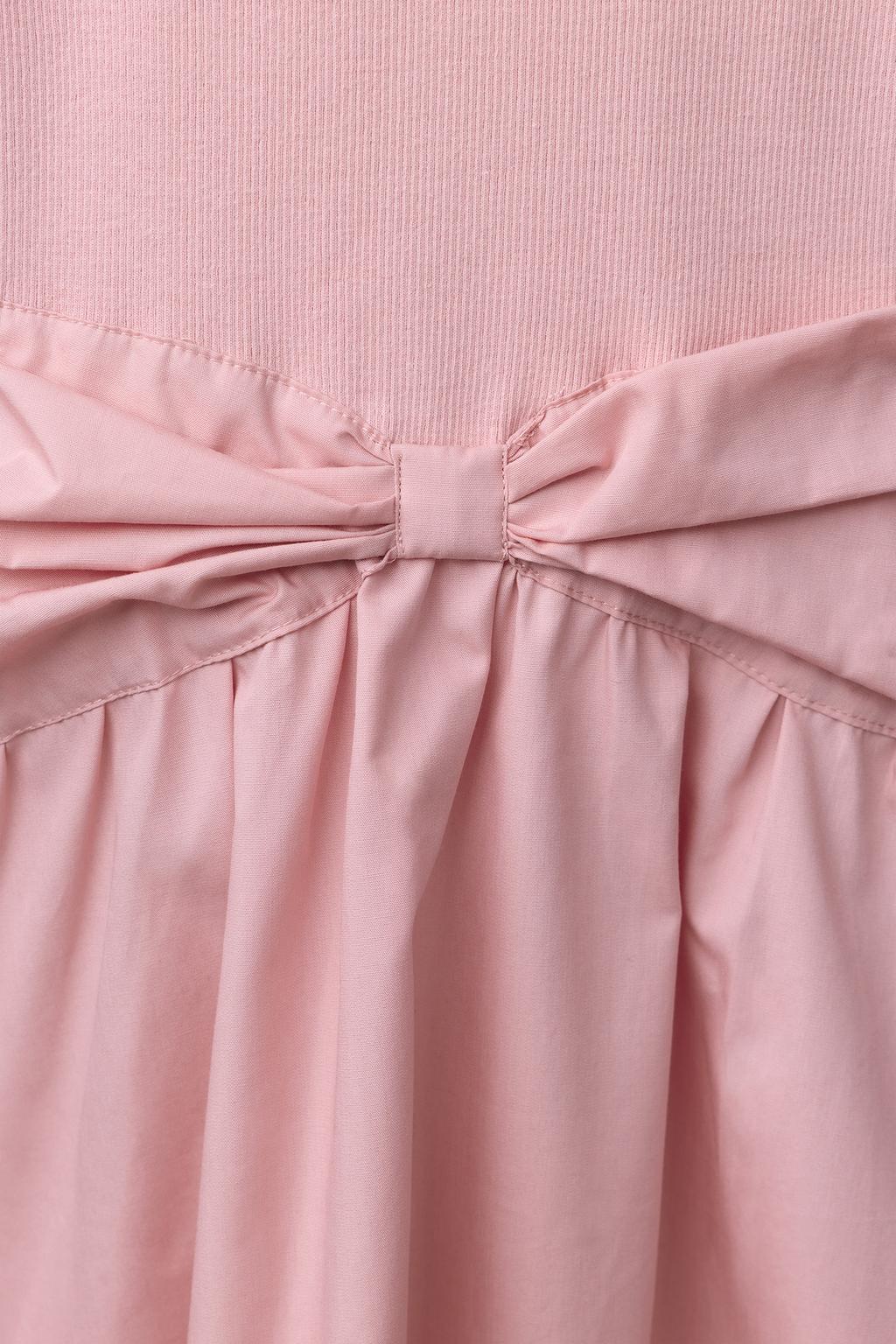 КОМБИНИРОВАННОЕ ПЛАТЬЕ В РУБЧИК С БАНТОМ