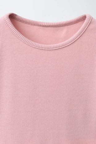 Комбинированное платье в рубчик с бантом