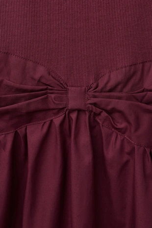 Комбинированное платье в рубчик с бантом- Заказать в России