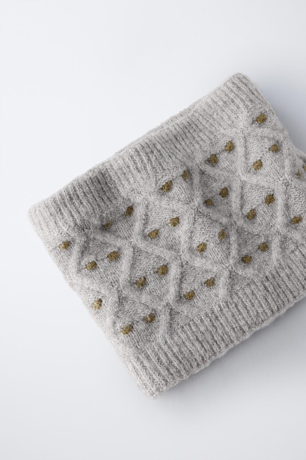 ТРИКОТАЖНЫЙ ШАРФ-СНУД В ГОРОШЕК