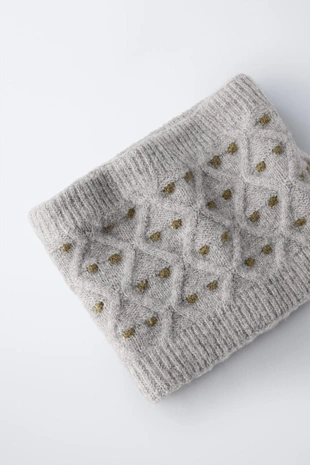 Sand | 3920/073/711 - Zara Трикотажный шарф-снуд в горошек