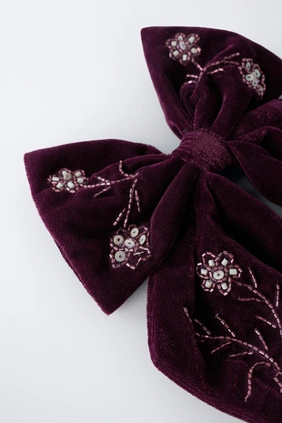 Резинка-заколка с бархатным бантом и пайетками- Заказать в России