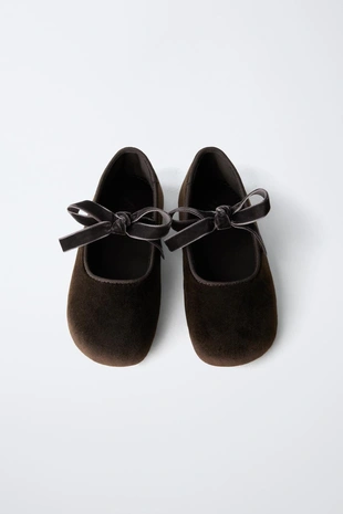 Туфли-балетки с бантом- Заказать в России