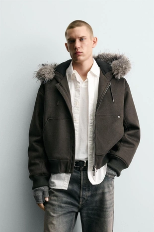 Купить Zara Стеганая куртка с эффектом замши