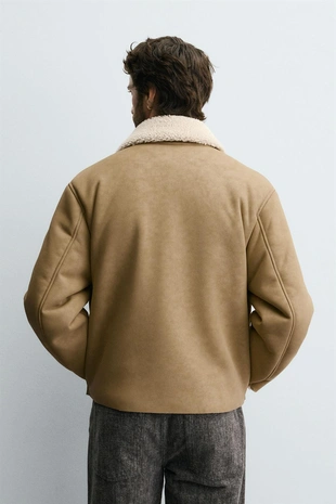 Light beige | 6318/408/052 - Zara Дубленка из искусственной кожи