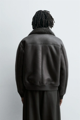 Anthracite Grey | 0155/160/801 - Zara Дубленка из искусственной кожи