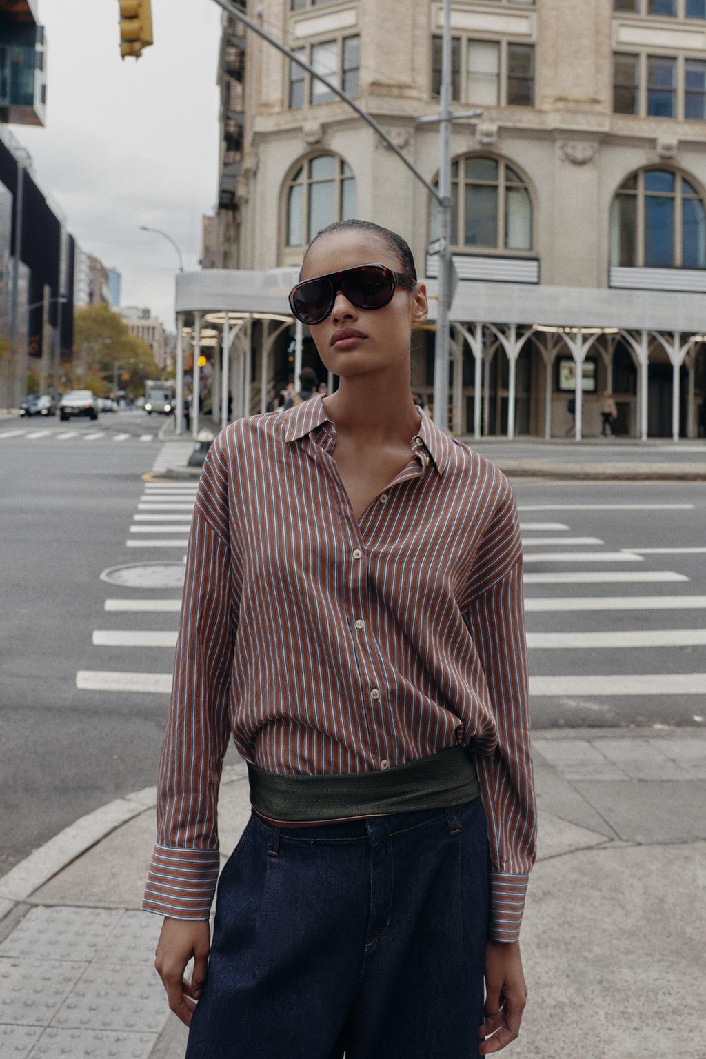 РУБАШКА ОВЕРСАЙЗ ИЗ ПОПЛИНА В ПОЛОСКУ