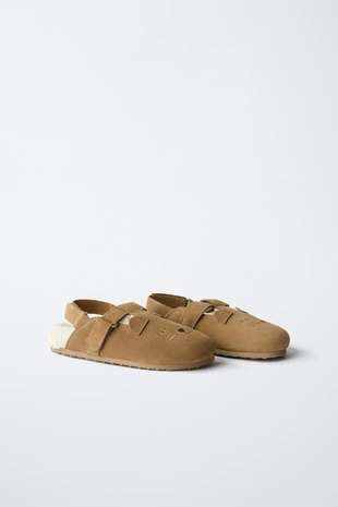 Сабо из кожи с анималистическим принтом- Заказать в России