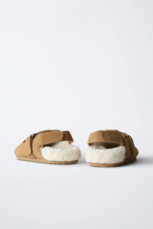 Сабо из кожи с анималистическим принтом- Заказать в России