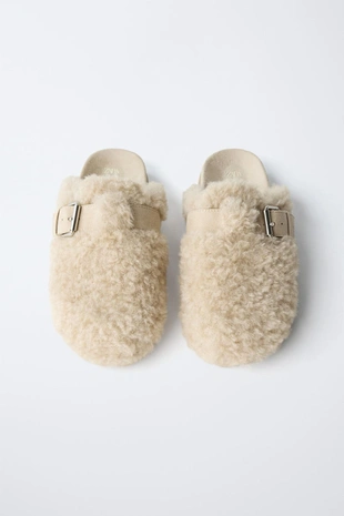 Сабо из искусственной овчины- Заказать в России