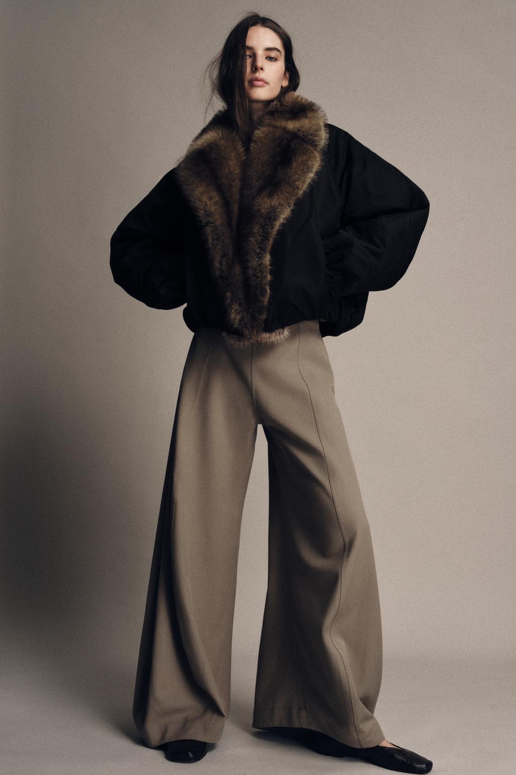 БОМБЕР С ВОРОТНИКОМ ИЗ ИСКУССТВЕННОГО МЕХА — ZW COLLECTION